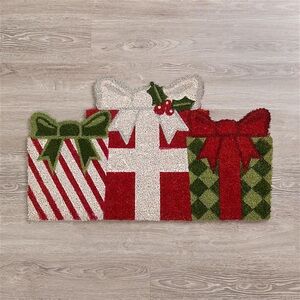 NWT Kirkland’s Christmas Presents Festive Holiday Gift Box Doormat